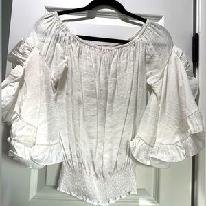 White 3/4 sleeve linen top, worn once